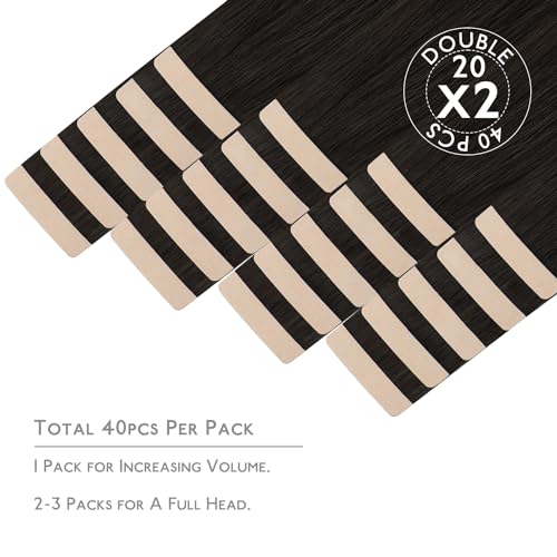 Image of Wennalife Tape in Hair Extensions Human Hair, 40pcs 100g 24 inch Dark Brown Hair Extensions Real Human Hair Straight Tape in Extensions Invisible Human Hair Extensions Reusable Real Hair Extensions