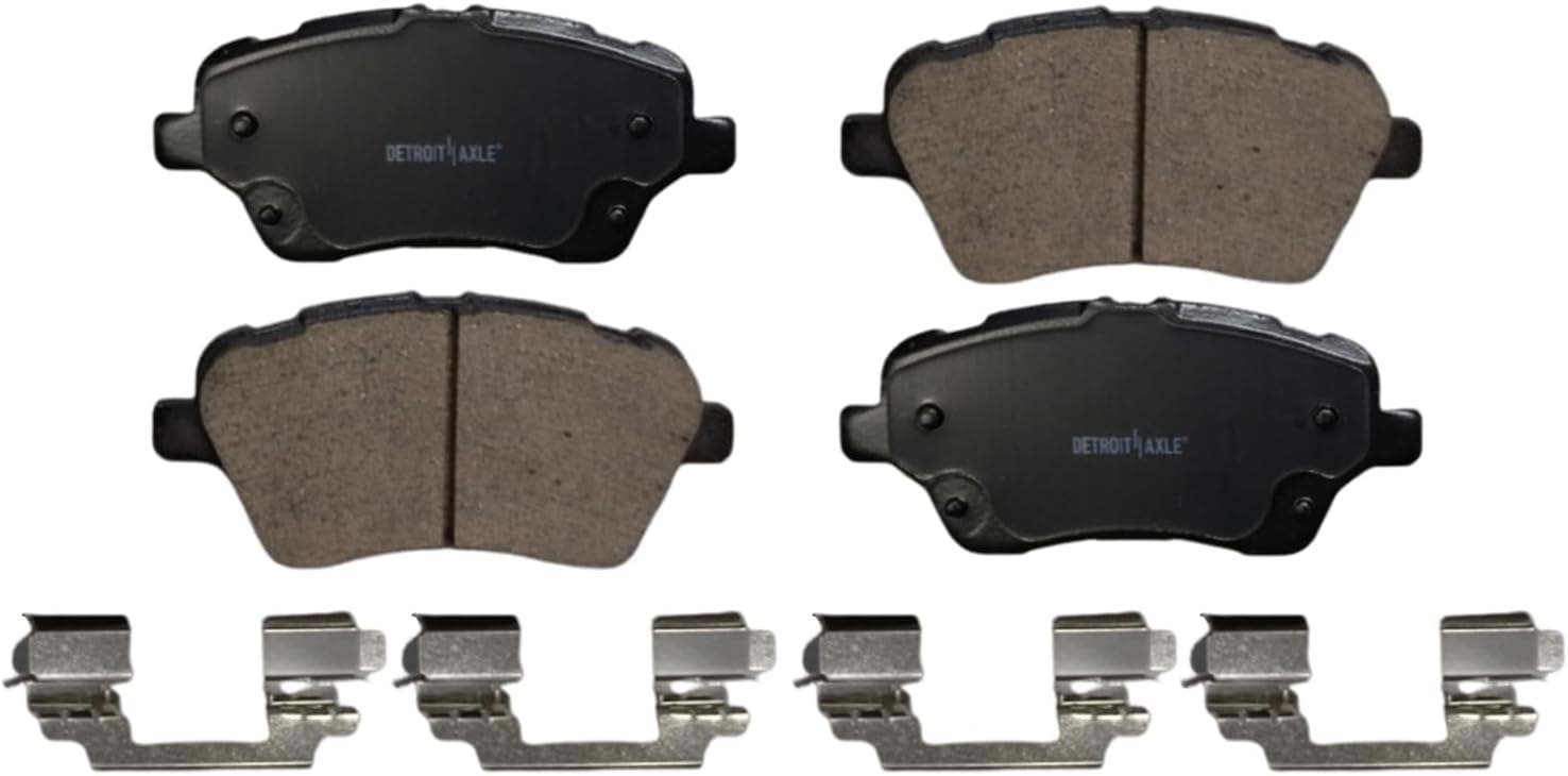 Detroit Axle - Front Ceramic Brake Pads for 2014-2019 Ford Fiesta, 2015 2016 2017 2018 Brake Pads with Hardware Assembly Replacement
