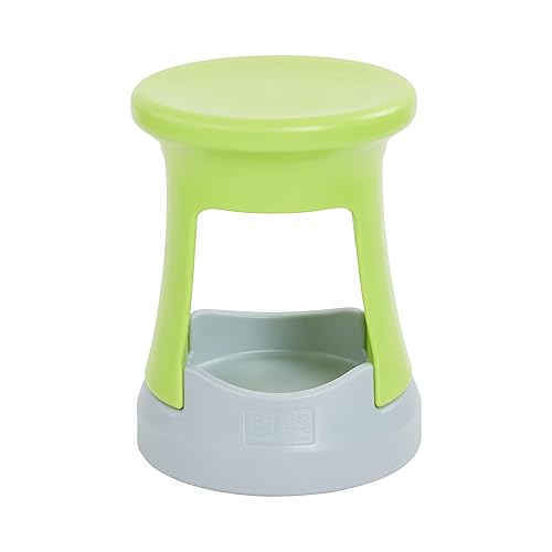 ECR4Kids Taburete tambaleante de almacenamiento, altura del asiento de 18 pulgadas, asientos activos, verde limagris claro