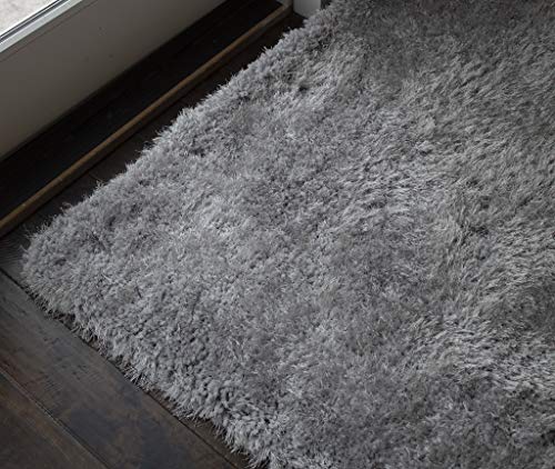 5X7 Feet Large Decorative Designer Modern Contemporary Silver Light Gray Light Grey Color Solid Area Rug Carpet Rug Bedroom Living Room Indoor Shag Shaggy Canvas Backing Plush Pile Office Space #TOP2