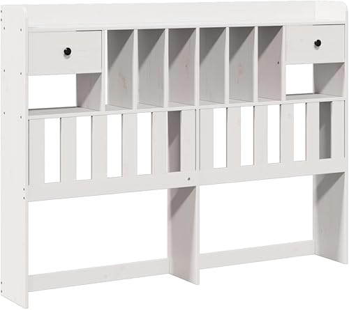 vidaXL Kopfteil mit Stauraum Weiß 140 cm Massivholz Kiefer