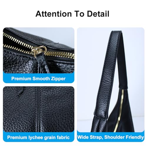 Bolso Hobo para mujer en PU cuero suave con cierre miniatura 7