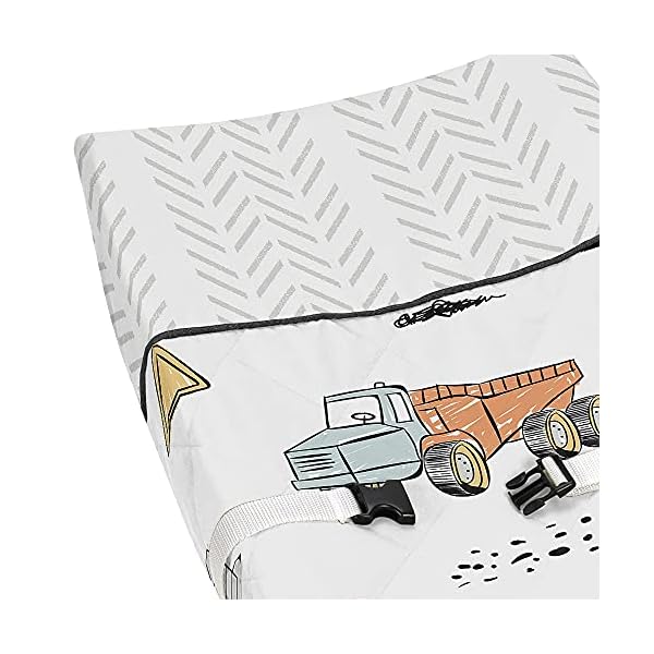 Sweet Jojo Designs Wickelauflage für Bauwagen, für Jungen, Grau, Gelb, Orange, Rot und Blau – Bild 5