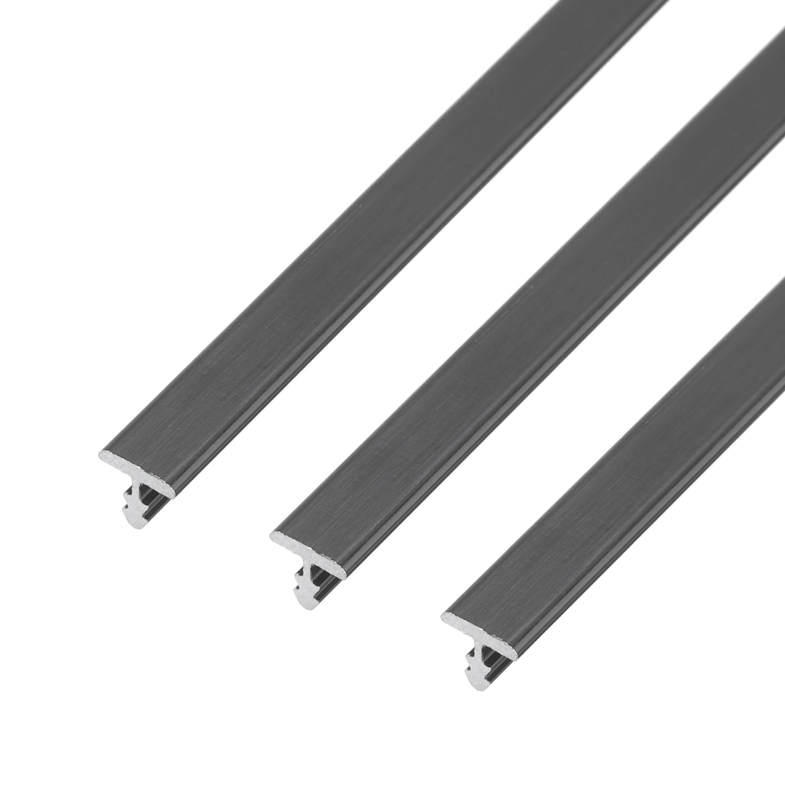 Seuil de porte en T aluminium noir pour jonction sans raccord de carrelage et bois