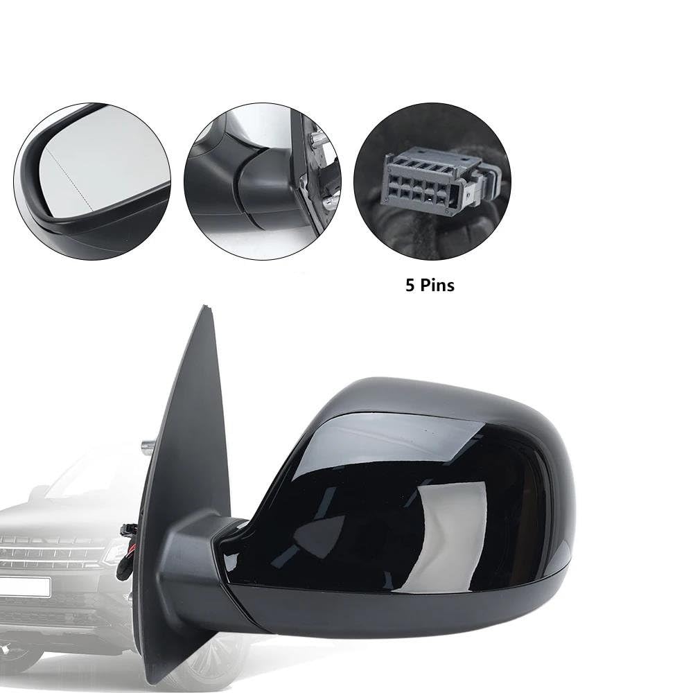 Per VW Per Amarok 2013-2023 5 Pin Specchietto Retrovisore Montaggio Manuale Laterale Pieghevole Retrovisore Completo(1pair black chrome)