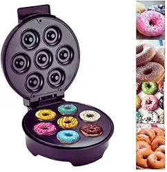 Máquina de Fazer Mini Donuts e Rosquinhas Portátil 1000W com Revestimento Antiaderente para Confeitaria (Preto 127V)