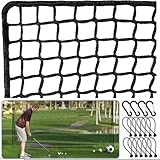 Golf Übungszaunnetz 3m x 5m,Schwarzes Polyethylen-Netz mit 2,54cm Maschen und verstärkten Kanten,Inklusive 12 Ballbänder und 4 Karabiner,Leichtes Aufbauen für Golfschwungübungen in Garage oder Garten