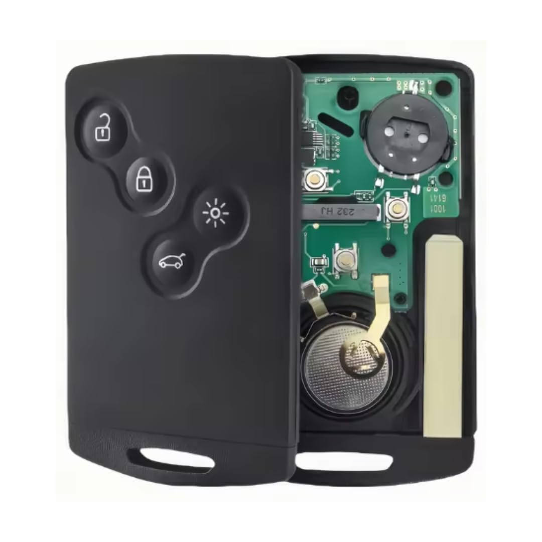 Chiave per scheda compatibile Renault Clio 4™ (2012-2020) e Captur™ (2013-2020) - 4 pulsanti, transponder ID49/ID4A, batteria CR2032, lama VA2/VA6