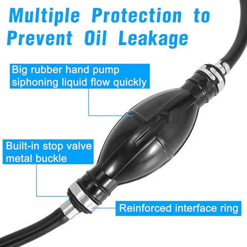 Image of Fuel Line Assembly 1 /4 inch 6mm Hose Line Universal Boat Fuel Line with Primer Bulb Steel Hose Clamps for Marine Outboard Boat Motor RVs