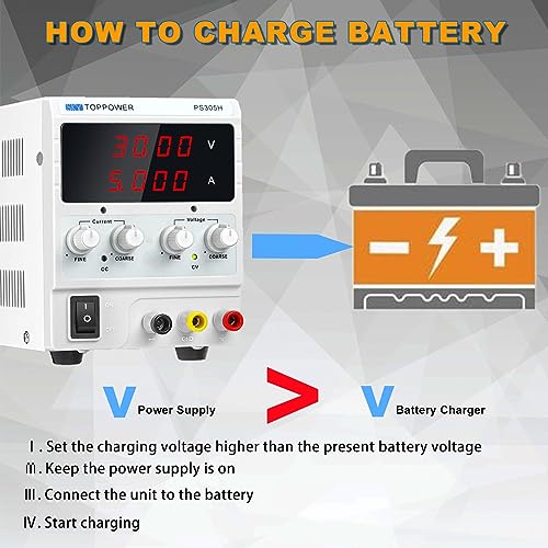 Image of DC Power Supply,0-30V 0-5A Adjustable Lab Bench Power Supply | Regulated PSU 4-Digit Display,CC CV,for Testing,Repairing Phones,Computers,Car Parts,Powering Lamps,Charging Batteries PS305H