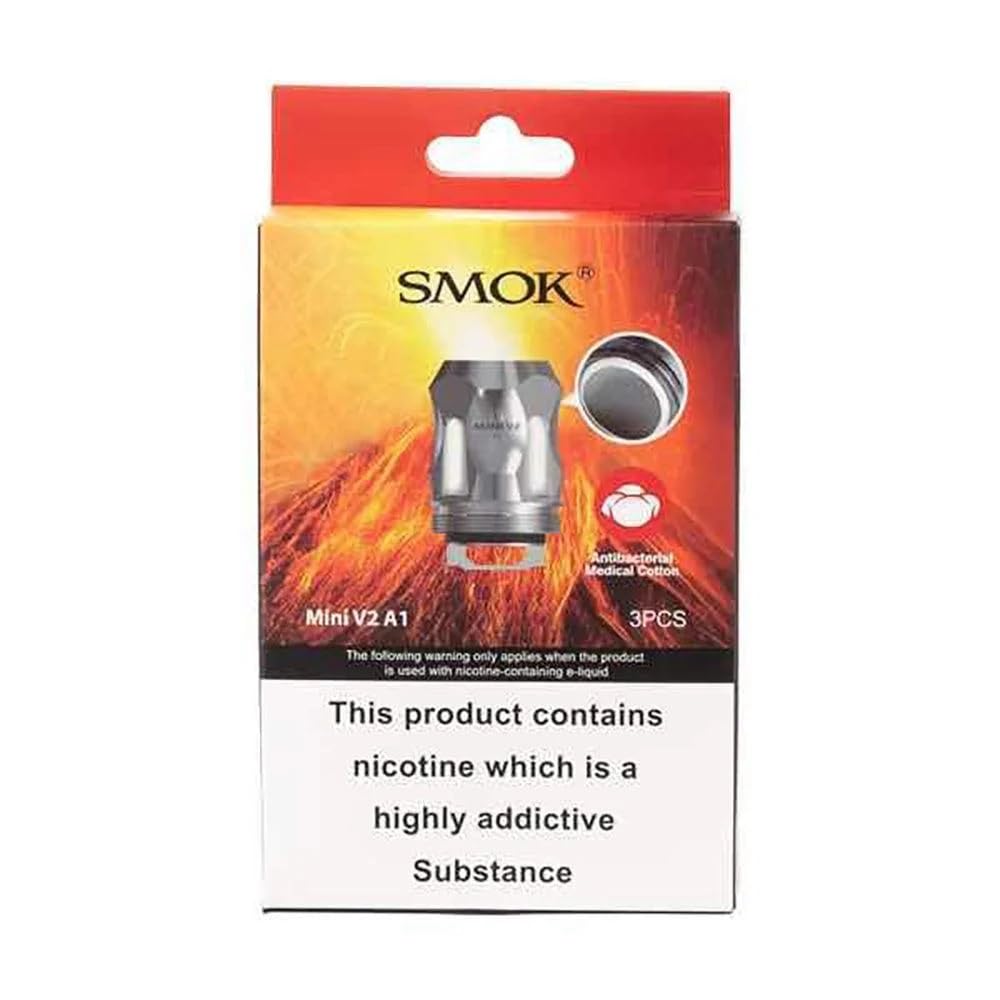 SMOK Mini V2 A1 Replacement Coils, 0.17 Ohm, Works With R Kiss Kit, Species Kit, TFV8 Baby V2 Tank, Pack of 3, SMOK Vaping Coils, No Nicotine