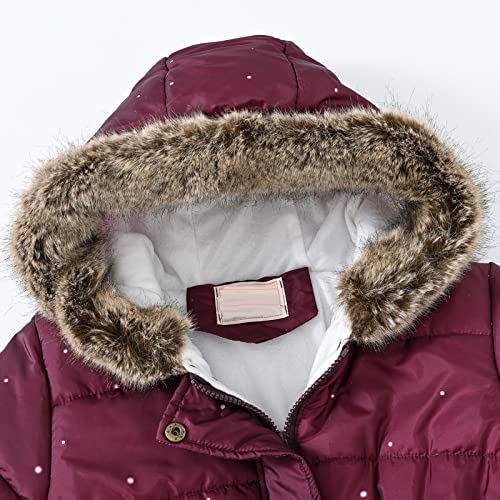 Girls Winter Warm Coat Waterproof Sherpa Parka Windproof Jacket,Kids Toddler Flower Print Parka Puffer Outerwear (Purple, 2-3 Years)3