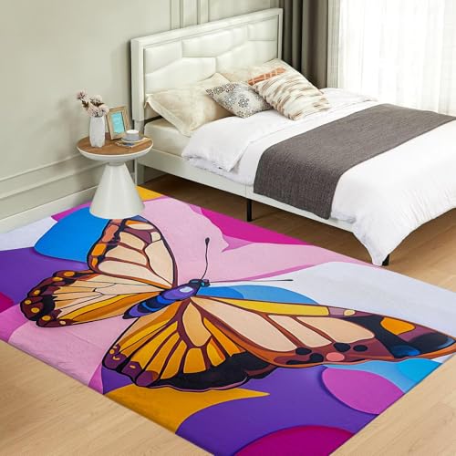 Tapis lavable antidérapant papillon de dessin animé grand format