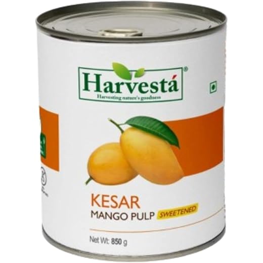 Harvesta Fresh Kesar Mango Pulp Aamras Tin 850g  Sweetene