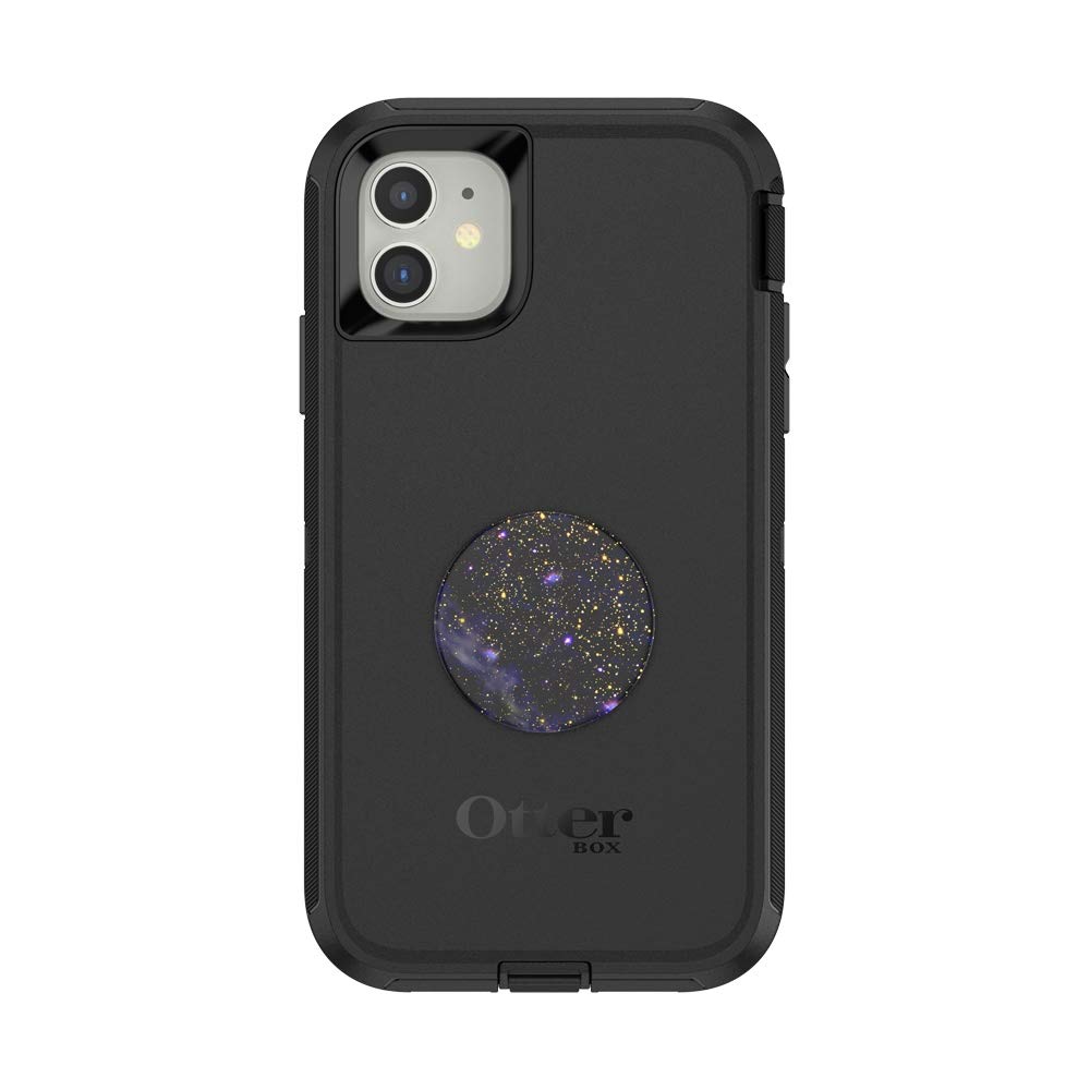 Otter + Pop for iPhone 11: OtterBox Defender Series Case with PopSockets Phone Grip and Phone Stand, PopGrip, Collapsible, Swappable Top, Black and Milky Daze