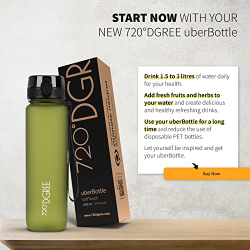 Image of 720DGREE Water Bottle 1l inchuberBottle inch softTouch +Sieve - BPA-Free Tritan, Leakproof, Reusable Drinking Bottle - Sports Bottle for Men, Woman, Office, Gym, Fitness, Outdoor, Hiking, Cycling, Travel