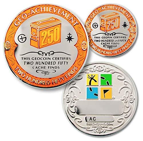 Coins For Anything, Inc 250 Finds Geo-Achievement Set Challenge Coin & Pin - Trackable Geocaching Coin