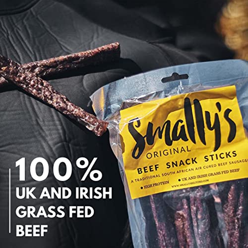 Smally's Biltong - Original Biltong 500G And Beef Snack Sticks 500G, Combo Pack, Droewors, High Protein Beef Snack, Traditional South African Flavour - 2 X 500G Pack - 3