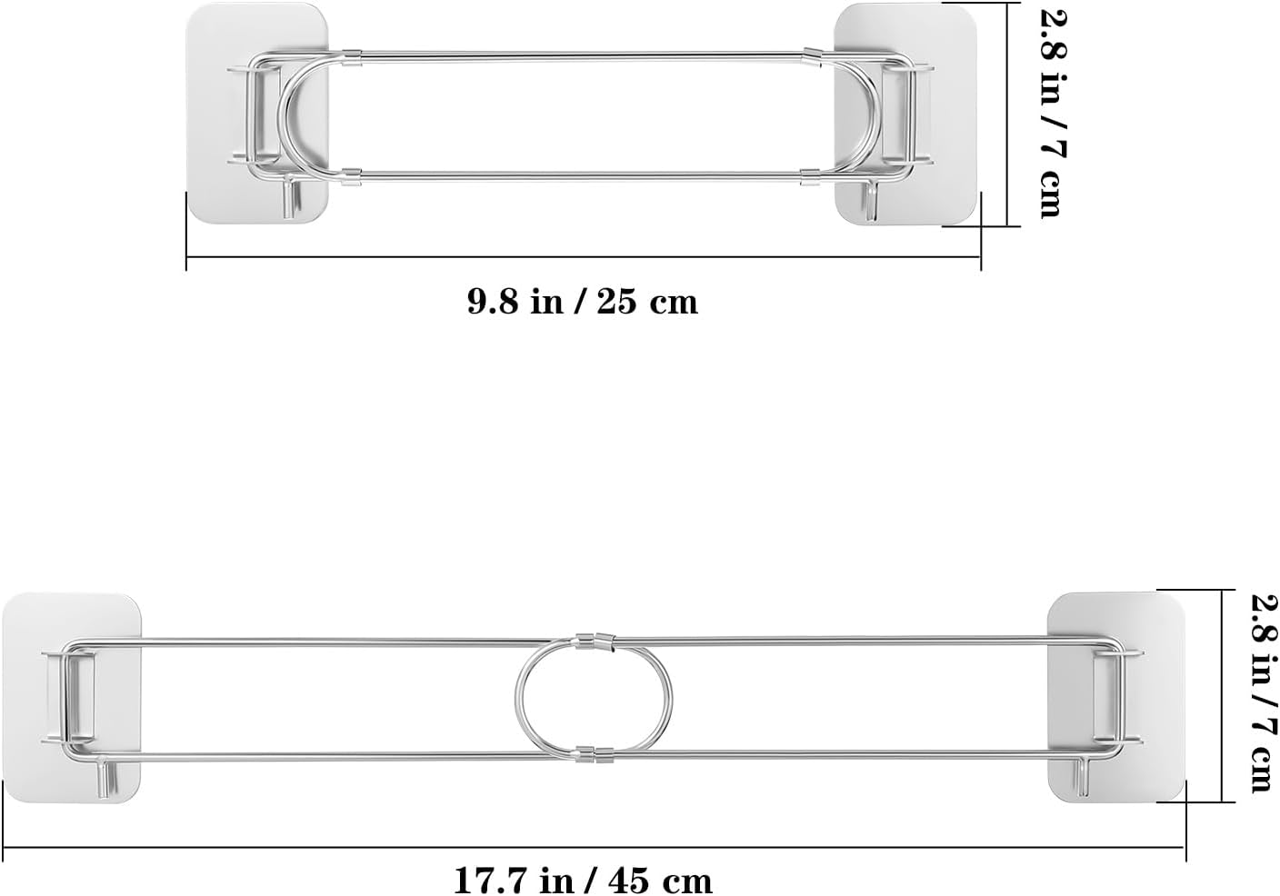 2 Pcs RV Shower Corner Storage Bar - Adjustable Stainless Steel Shower Shelves Rod for Camper Organization, Fits 7-13 Inches, Essential Rv Bathroom Accessories
