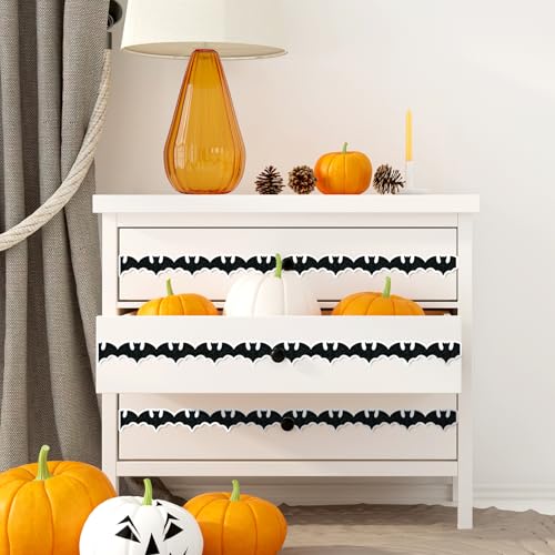 Image of Whaline 65.6Ft Halloween Bulletin Board Border Glitter Black Bat Die Cut Trim Border Roll for Spooky Chalkboard Wall Decor