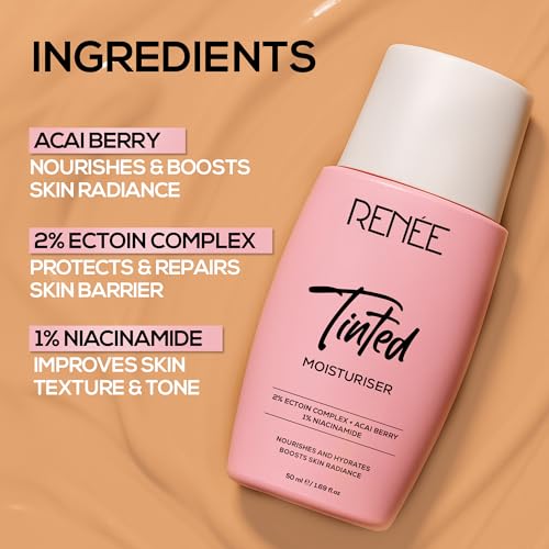 Image of RENEE Tinted Moisturiser - Sunkissed Sand| Hydrates, Boosts Radiance, Repairs Barrier & Brightens Skin | With Niacinamide, Acai Berry & Ectoin | 50 ml