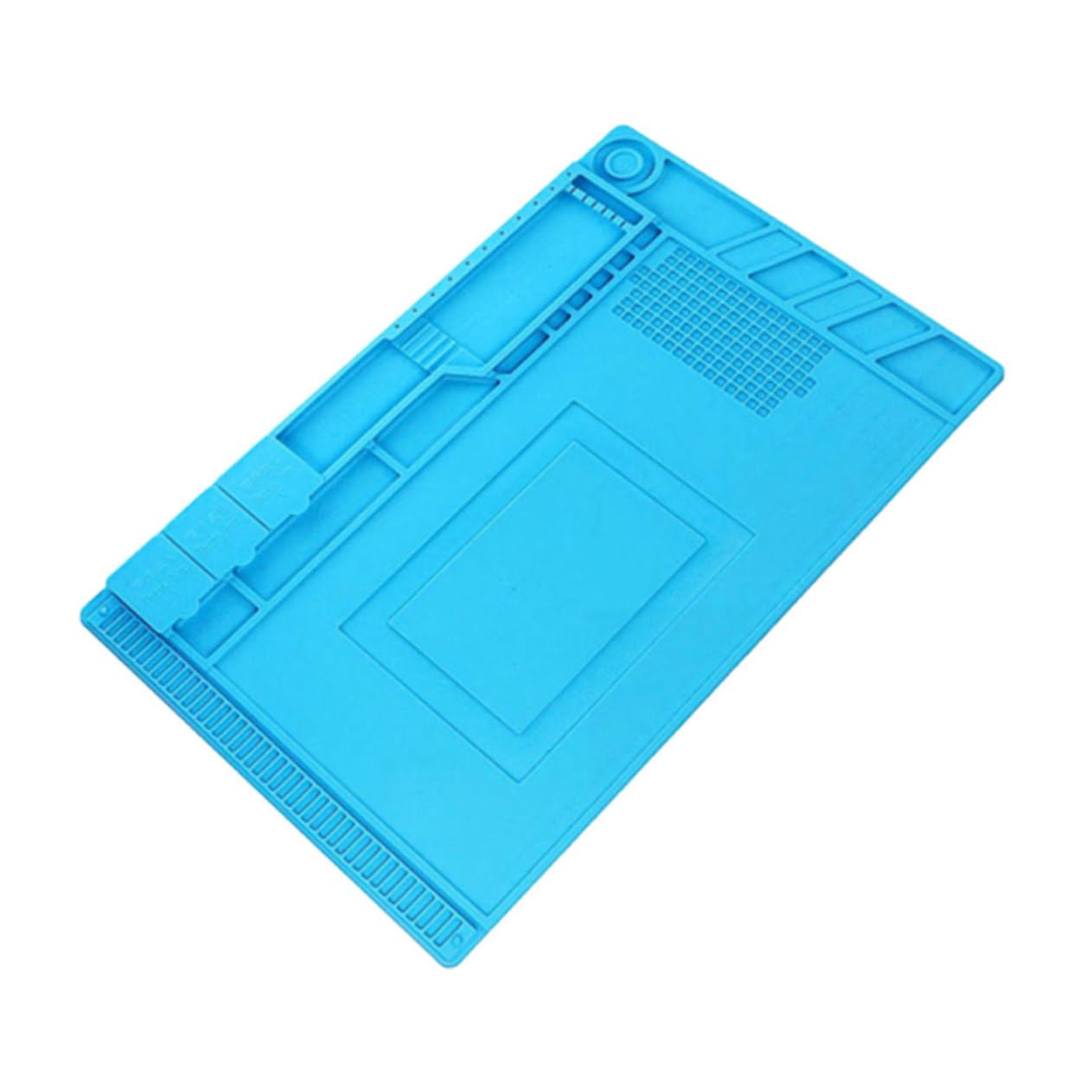 Blaue Hitzebeständige Silikon Arbeitsmatte mit Magnet, für Kleinteile | Tragbare Reparaturstation, Fächer für Schrauben und Metallteile, für Handy und CPU Arbeiten