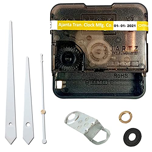 Image of Yaksa Ajanta Ticking Wall Clock Movement Machine with Hands (Needles : Long White), Standard (YKSCM-02)