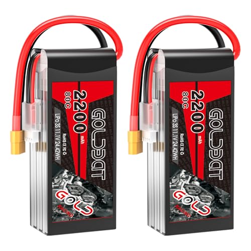 GOLDBAT 3S 11.1V 2200mAh 80C Lipo Battery (2 Pack)