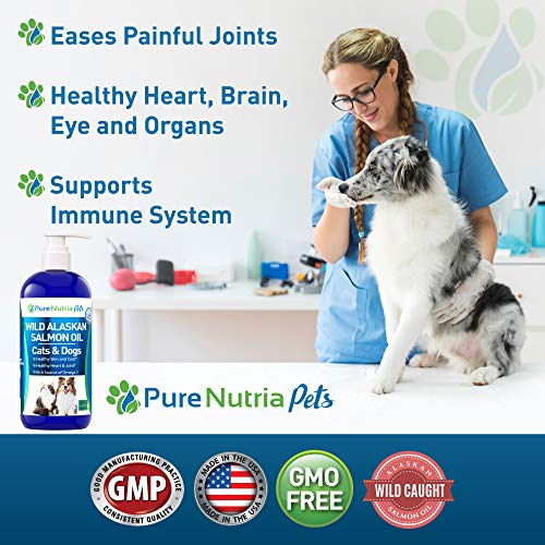 Wild Alaskan Salmon Oil for Dogs 32oz Pump Bottle: Omega 3 Fish Oil for Dogs & Cats, Reduces Shedding, Supports Skin, Coat, Joints, Heart, Brain, Immune System, 100% Pure Salmon Oil - That\'s All ! - Thumbnail 2