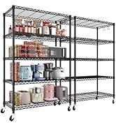 PrimeZone 2 Packs 36" W x 16" D x 79" H Wire Storage Shelves with Wheels, 5 Tier NSF Certified He...