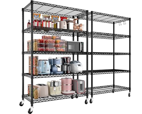 Image of PrimeZone 36 inchW x 16 inchD x 79 inchH Wire Shelving with Wheels, 5-tier Metal Shelf