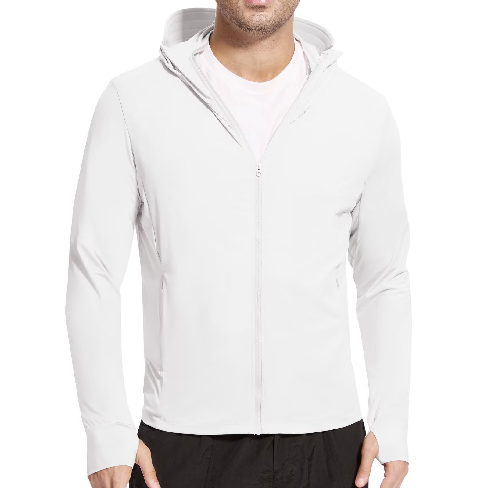 Camisas de protección solar UPF 50+ para hombre, con capucha, con bolsillo, manga larga, UV, para pesca, senderismo