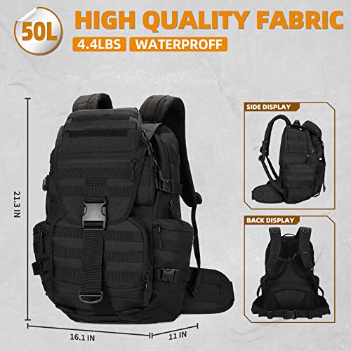 Kxbunqd 50L Military Tactical Backpack Hiking Waterproof Backpack Large Military Pack Army 3 Day Assault Pack Molle Bag Rucksack #TOP1
