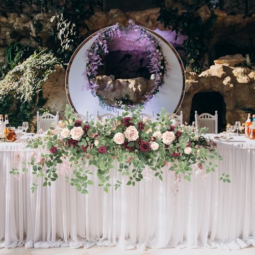 Guirlandes Florales Artificielles Mariage Bordeaux Premium - 4