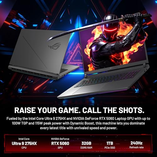 Image of ASUS ROG Strix G18 18 inch 2.5K 240Hz Gaming Laptop, Intel Ultra 9 275HX, NVIDIA GeForce RTX 5060, 32GB DDR5, 2TB Storage (1TB SSD&1TB Docking Station Set), Backlit Keyboard, Wi-Fi 7, Win 11 Pro, Gray