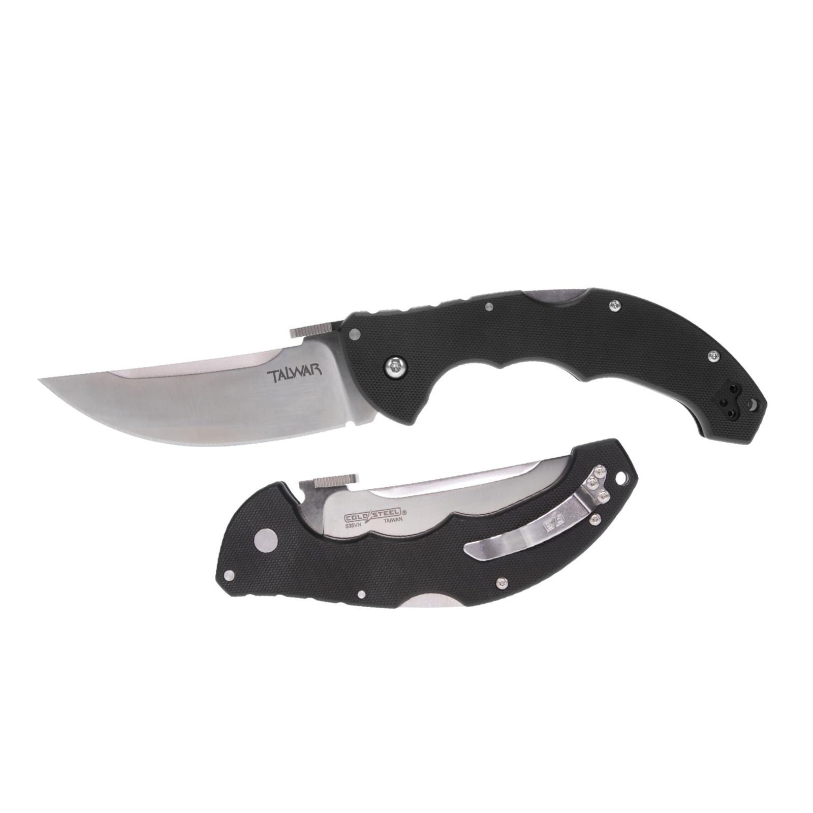 Cold Steel Talwar 10,2 cm S35VN Stahl Ultrascharfe einfarbige Klinge 13,3 cm G10 Griff Taktisches Taschen-Klappmesser mit Tri-Ad Verriegelungsmechanismus