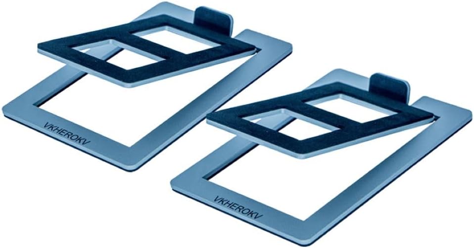 C-1 Desktop Speaker Stands, Tilted Tabletop Steel Computer Speaker Stands (Pair), L15.2 x W11.4 x H3.8 cm (Gray)