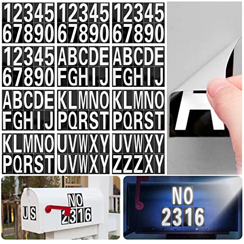Autocollants réfléchissants chiffres lettres Seloom 7.6 cm argent noir pour boîte aux lettres