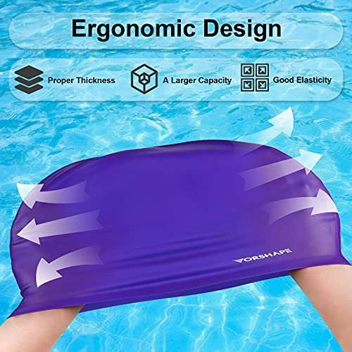 Vorshape Extra Large Swim Cap for Women and Men, Silicone Swimming Caps for Long Hair Thick Hair Braids and Dreadlocks Weaves Afros Keep Your Hair Dry, Purple