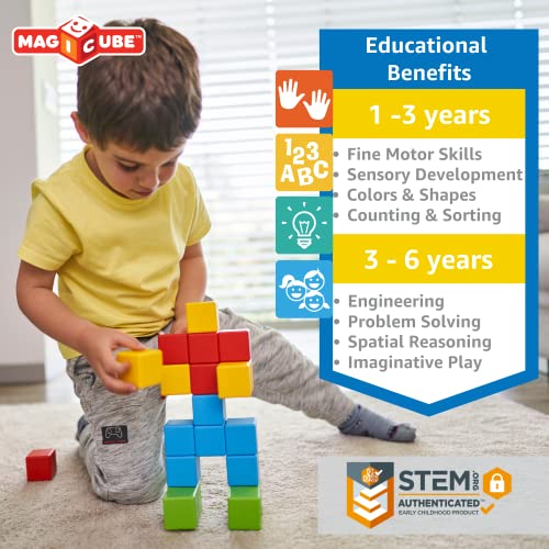 Geomag Swiss-Made Magicube 24-Piece Magnetic Cubes Building Set, Large Blocks For Toddlers & Kids Ages 1-5, Stem Montessori Educational Toy, Creativity, Coordination, Early Learning Fun #TOP4