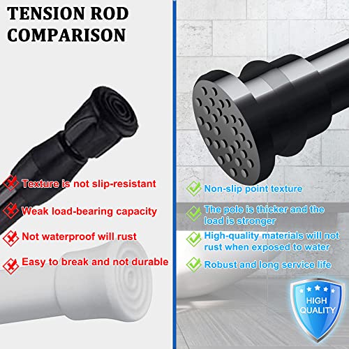 Image of Small Tension Curtain Rods 40-70cm Black, Heavy Duty Spring Tension Rods, Adjustable Extension Spring Rods Closet Rod Cupboard Bars Tensions Rod for small Windows, Kitchen, Cupboard, 16-28 inch