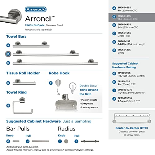 Image of Amerock Arrondi 18 inch Stainless Steel Towel Bar