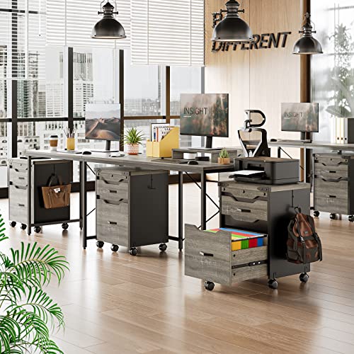 Bestier 2 Drawer File Cabinets For Home Office, Mobile Printer Stand, Wood Filing Cabinet Fits A4/Letter/Legal Size For Home Office, Retro Grey Oak Dark #TOP6