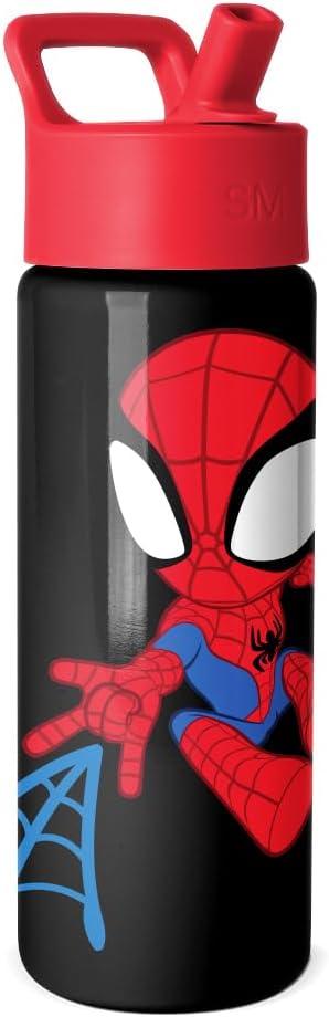 Simple Modern Kids Summit Water Bottle with Straw Lid | Marvel Spider Man 18oz Stainless Steel Cup Insulated Tumbler for Toddlers, Boys, School | Spidey Kid