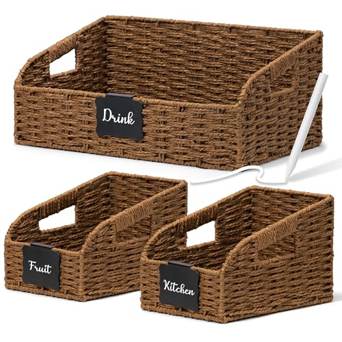 Stylave Pantry Organizers, Wicker Storage Baskets for Fruit, Bread, Vegetable,