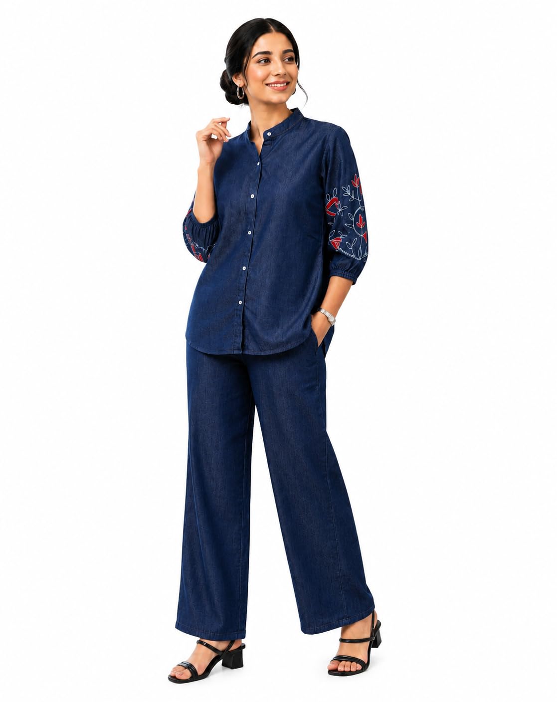 OMASU DESIGNER Women's Ethnic Co-Ord Set|Kurta Pant|Kurta Palazzo Set|Stylish Cotton Suit Set for Women, Festival Co-ord Set Embroidered Two-Piece Set Jumpsuit for Women | Korean Style-image-39