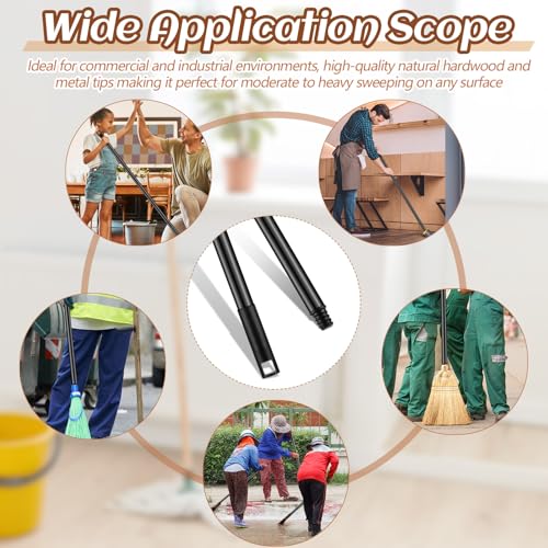 Image of Gisafai 46.5 Inch Broom Handle with Threaded Tip,Black,20 Pcs | Broom Sticks Metal Cleaning Pole with Plastic Thread Stick, for Floor Brushes Replacement Clean Tools Commercial Home Office