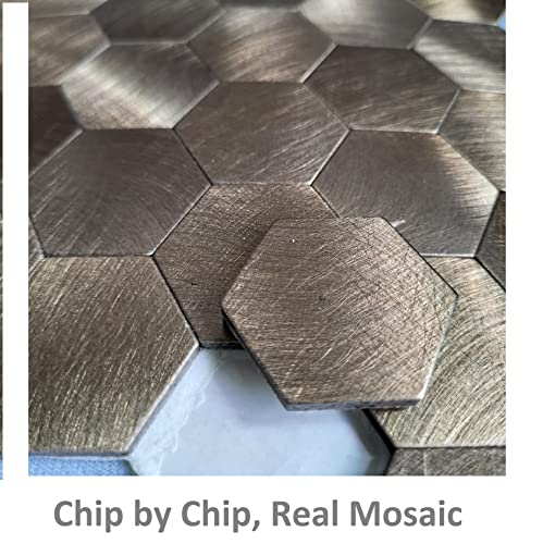 Decopus Metal Mosaic Tile Backsplash Peel And Stick (Hexagon Shape) For Kitchen Bathroom Wall Accents Fireplace Stick On Mosaic Tile #TOP6