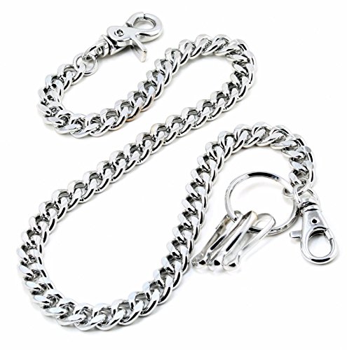 Double K Simple Strong Pocket Keychain with Both Ends Lobster Clasps and Extra Ring Keychain Wallet Chain (20inch) (CS150 SILVER)