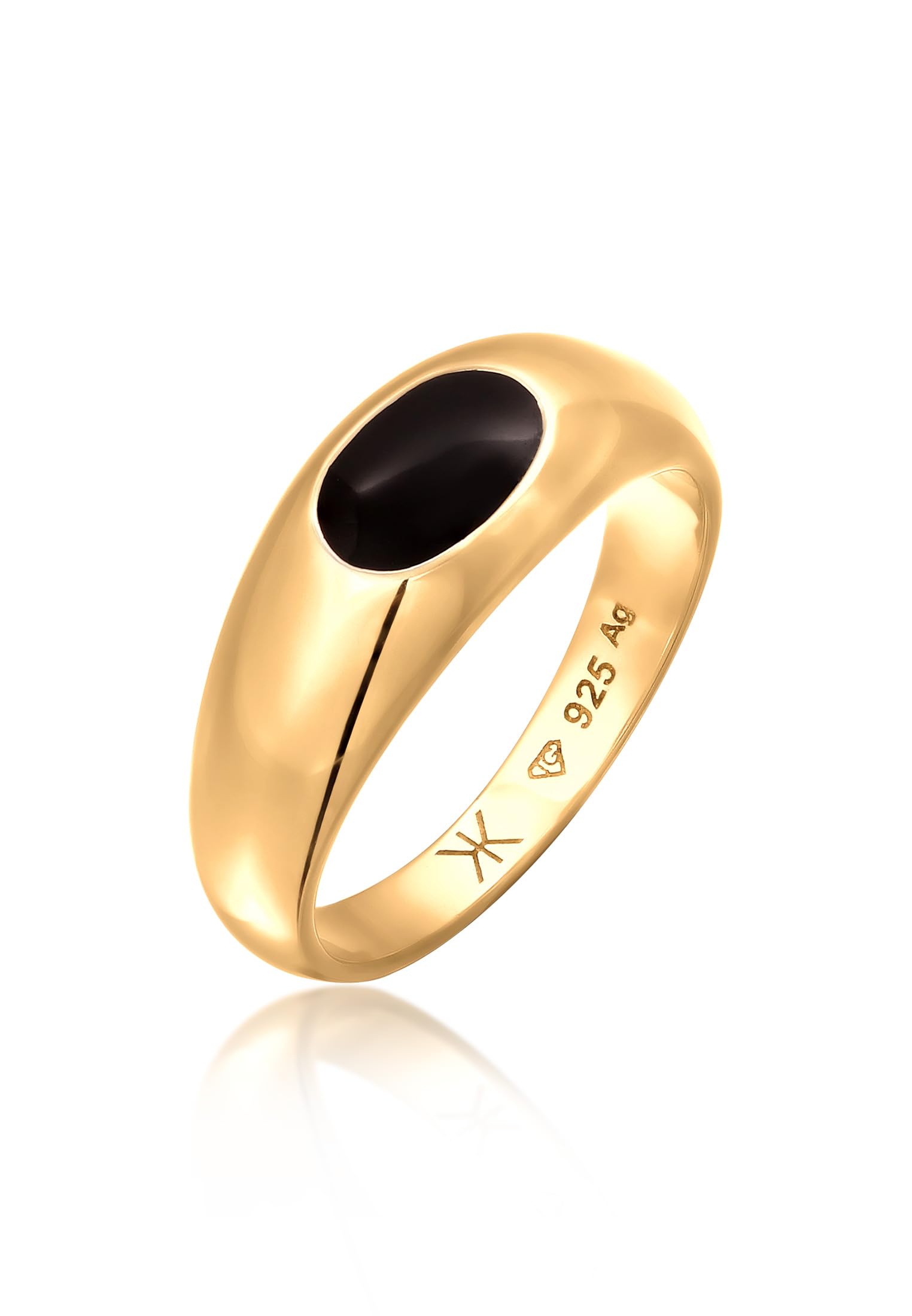 Kuzzoi Chevalière pour homme polie avec émail en argent sterling 925 plaqué or bague en argent massif pour hommes de taille 60-66, 0611392824